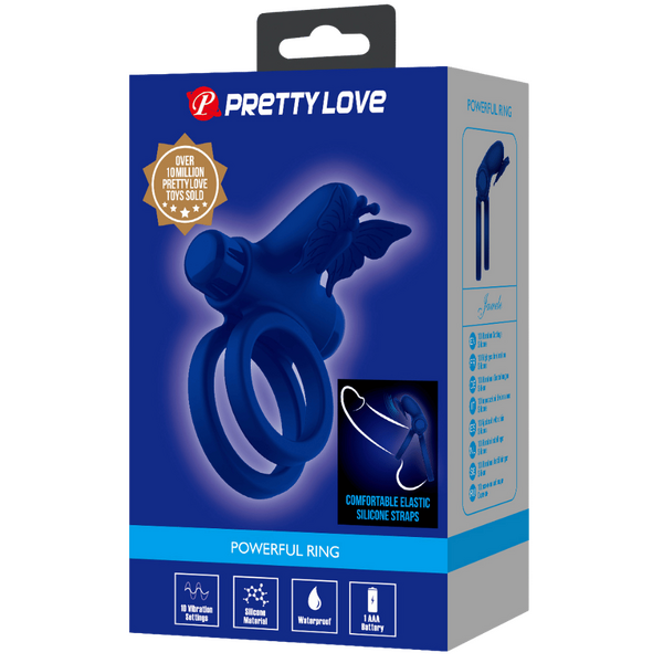 Pretty Love Powerful Ring Jamele Vibrating Cock Ring Navy Blue