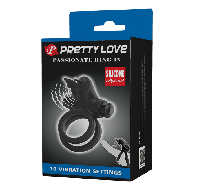 Pretty Love Passionate IX - Vibrating Couples Cock Ring Black