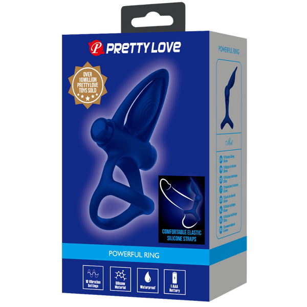 Pretty Love Powerful Ring Mat Vibrating Cock Ring Navy Blue
