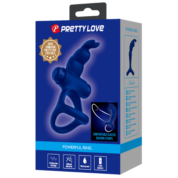 Pretty Love Powerful Ring Luchito Vibrating Cock Ring Navy Blue