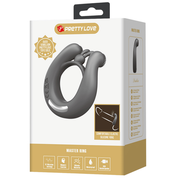 Pretty Love Master Ring - Dahlia Vibrating Couples Cock Ring (Grey)