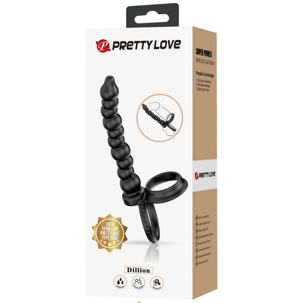 Pretty Love Dillion Anal Probe - Cock & Ball Ring Beaded Dildo Double Penetration