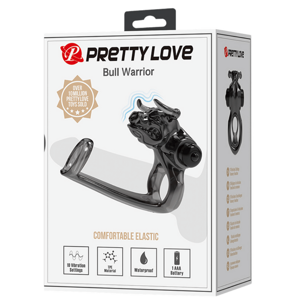 Pretty Love Bull Warrior Vibrating Cock Ring (Black)