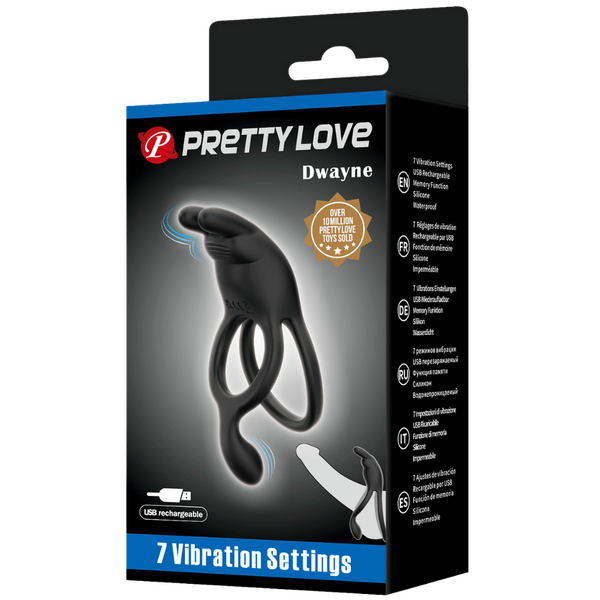Pretty Love Seth Vibrating Couples Cock Ring Black