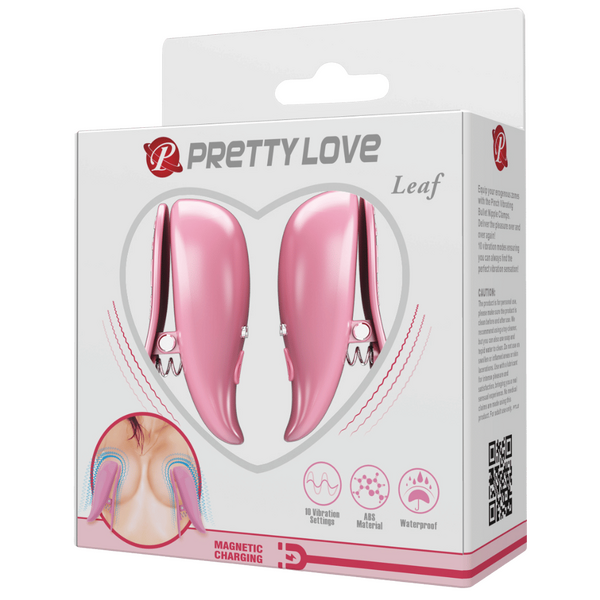 Pretty Love Leaf - Vibrating Nipple Clamps Pink