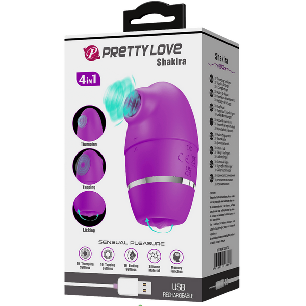 Pretty Love Shakira 4in1 Suction Tapping Licking Vibrator Purple