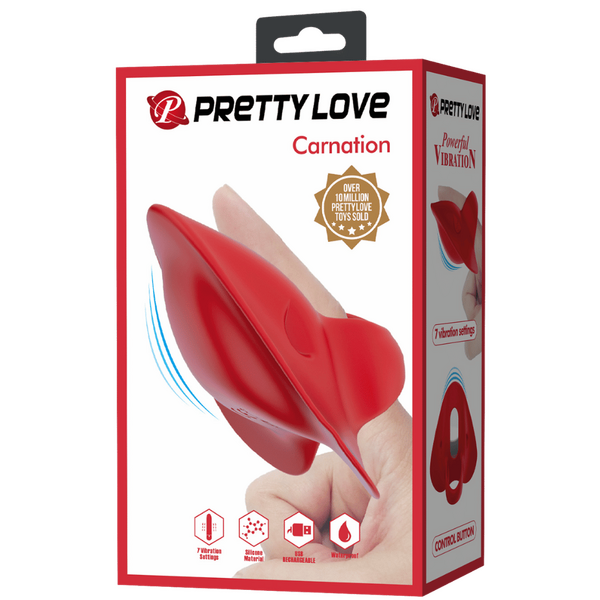 Pretty Love Carnation Finger Vibrator Red