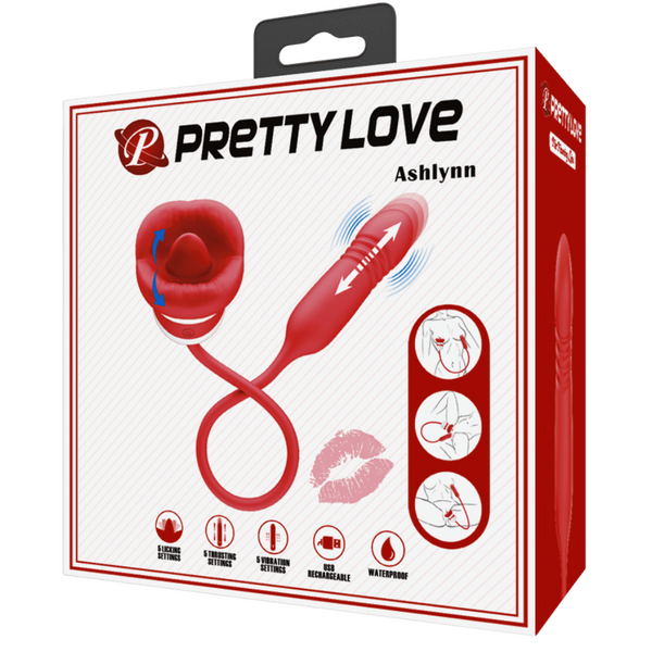 Pretty Love Ashlynn - Mouth Shaped Vibrator Licking Tongue and Thrusting Bullet