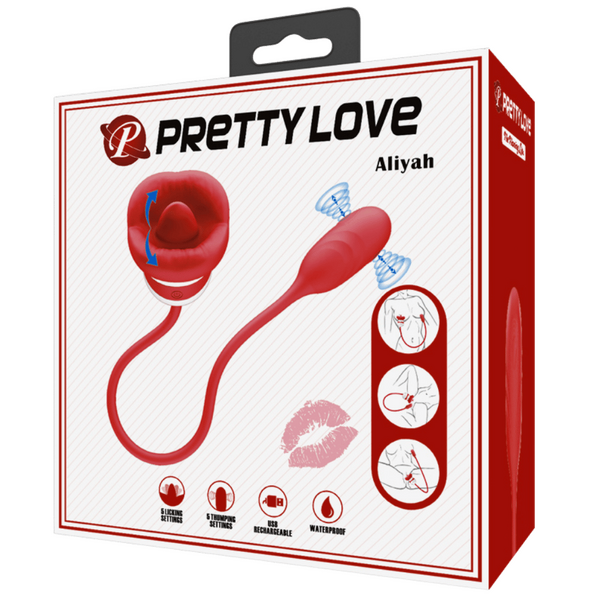 Pretty Love Aliyah - Mouth Shaped Vibrator Licking Tongue and Thumping Bullet