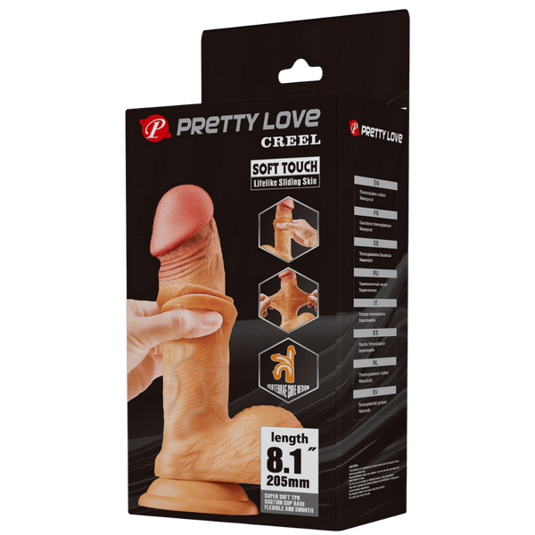 Pretty Love Creel Soft Toch Sliding Skin 8.1" Dildo Flesh