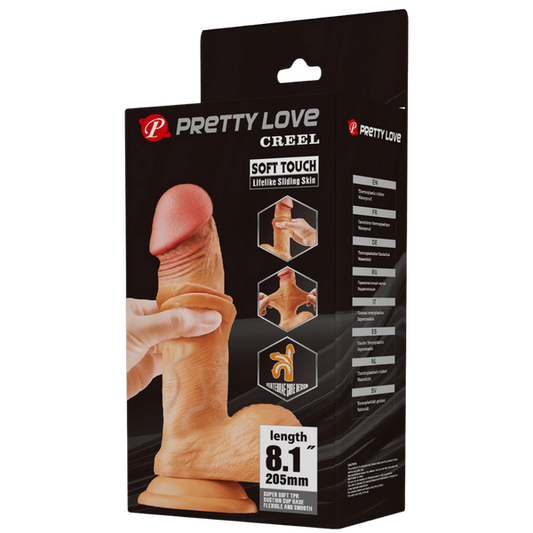 Pretty Love Creel Soft Toch Sliding Skin 8.1" Dildo Flesh