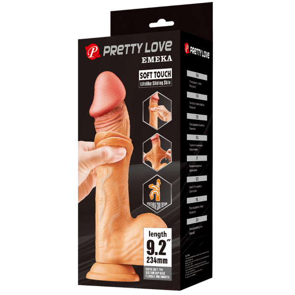 Pretty Love Emeka Soft Toch Sliding Skin 9.2" Dildo Flesh