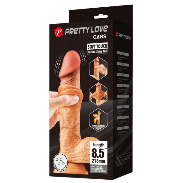Pretty Love Cass Soft Toch Sliding Skin Vibrating 8.5" Dildo Flesh
