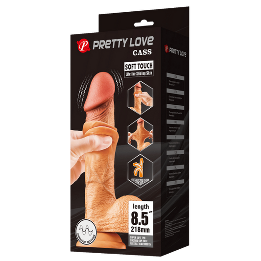Pretty Love Cass Soft Toch Sliding Skin Vibrating 8.5" Dildo Flesh