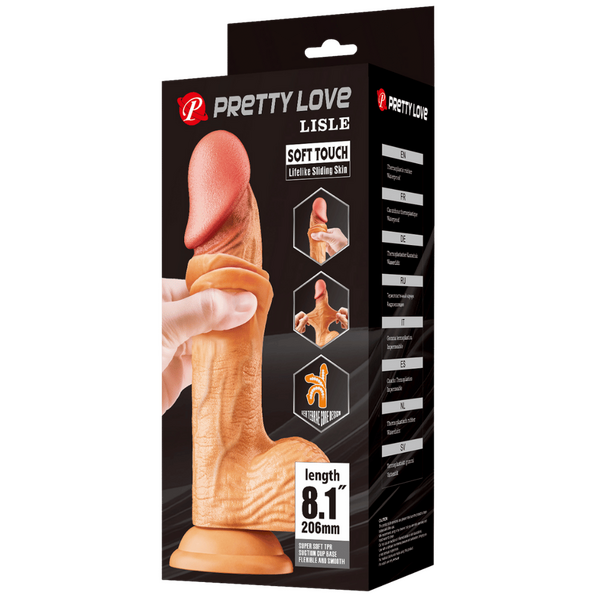 Pretty Love Lisle Soft Toch Sliding Skin 8.1" Dildo Flesh