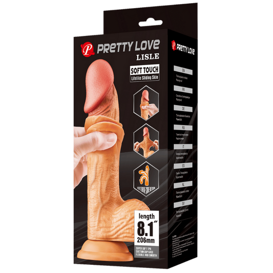 Pretty Love Lisle Soft Toch Sliding Skin 8.1" Dildo Flesh