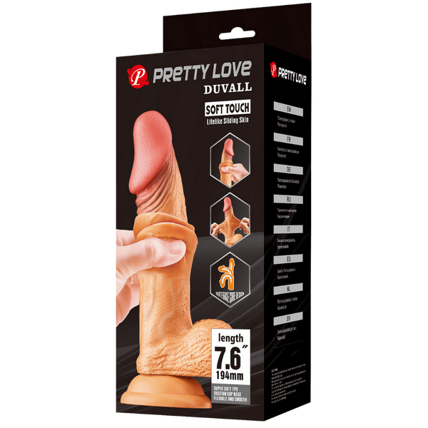 Pretty Love Duvall Soft Toch Sliding Skin 7.6" Dildo Flesh