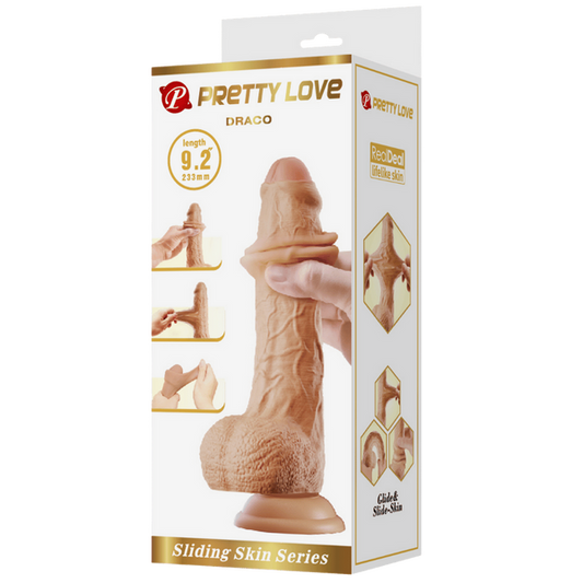 Pretty Love Sliding Skin Series - Draco 9.2" Dildo Flesh