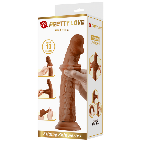 Pretty Love Sliding Skin Series - Sharife 10" Dildo Tan