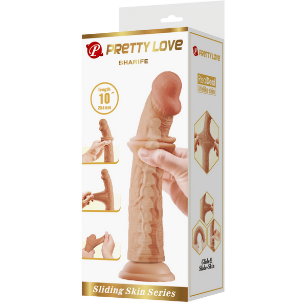 Pretty Love Sliding Skin Series - Sharife 10" Dildo Flesh
