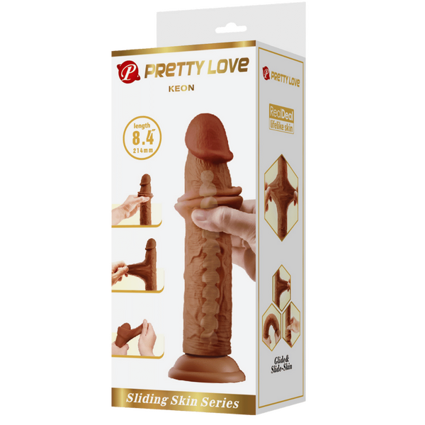 Pretty Love Sliding Skin Series - Keon 8.4" Dildo Tan