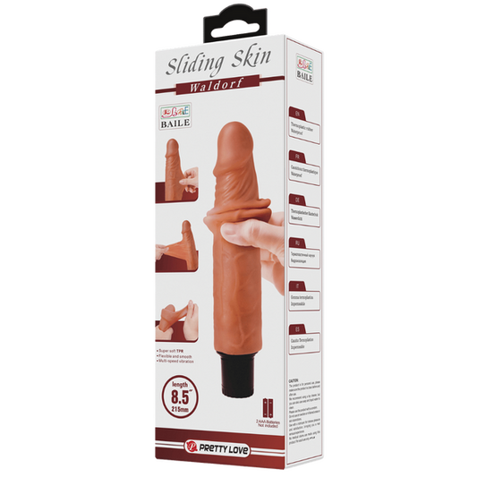 Pretty Love Sliding Skin Series -  Waldorf Vibrating 8.5" Dildo Tan