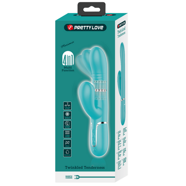 Pretty Love Mariana - 4in1 Multi-function Thumping Rabbit Vibrator Seafoam