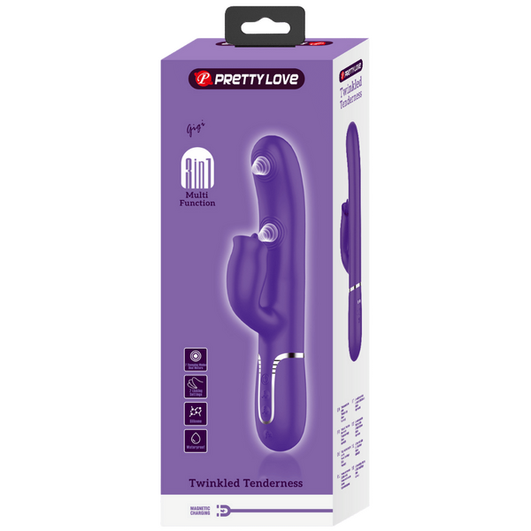 Pretty Love Gigi - 3in1 Multi-function Thumping Licking Rabbit Vibrator Dark Purple