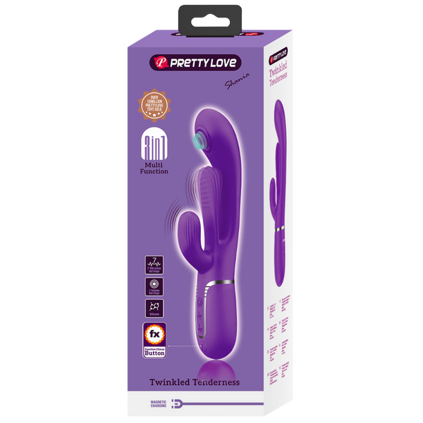 Pretty Love Romance - Shania - 4in1 Multi-function Rabbit Vibrator Dark Purple