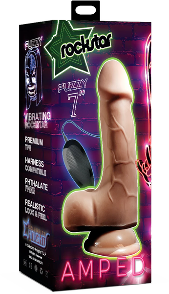 Celebtiry Knights Rockstar Fuzzy 7" Vibrating Dildo Dong Flesh