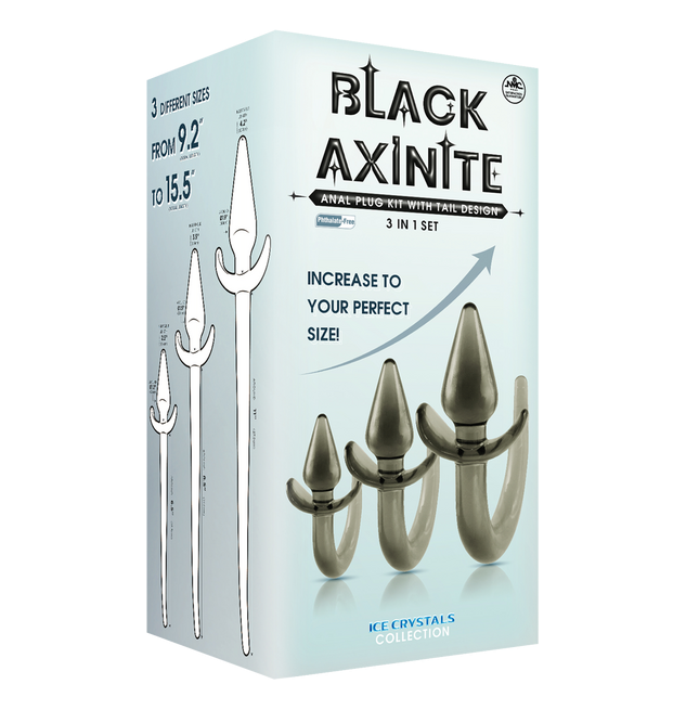 Excellent Power Black Axinite - 3 In 1 Anal Plug Kit With Tail (Smoke)