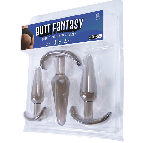 Excellent Power Butt Fantasy - Triple Tapered Anal Plug Set Smoke