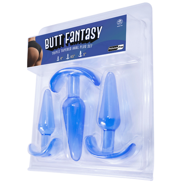Excellent Power Butt Fantasy - Triple Tapered Anal Plug Set Blue