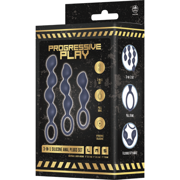 Excellent Power | 3-in-1 Silicone Anal Plug Set (Black)