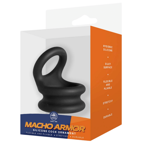 Excellent Power Macho Armor Silicone Cock & Ball Ornament Medium Black