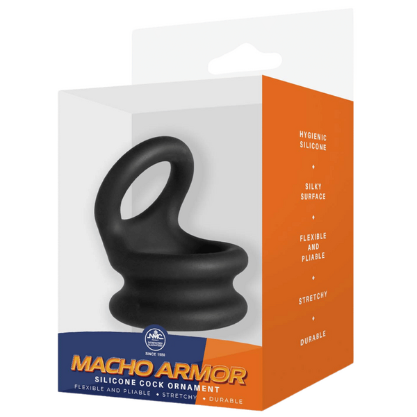 Excellent Power Macho Armor Silicone Cock & Ball Ornament Large Black