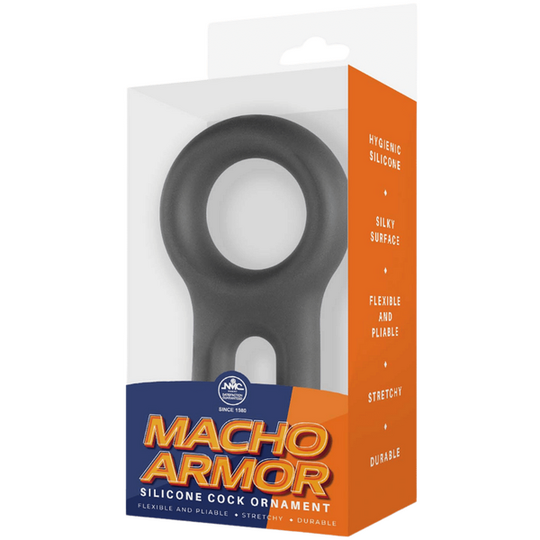 Excellent Power Macho Armor Silicone Cock & Ball Ring Ornament Grey