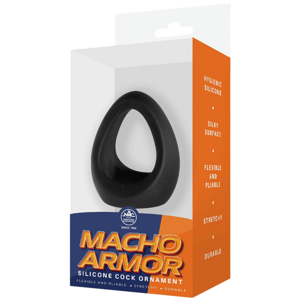 Excellent Power Macho Armor Silicone Cock & Ball Ring Ornament Black