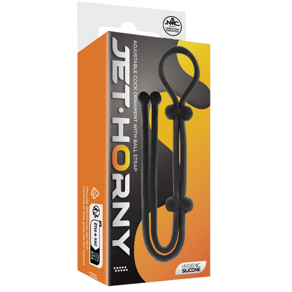 Excellent Power Jet Horny Silicone Lasso Adjustable Cock Ring Ornament with Ball Strap