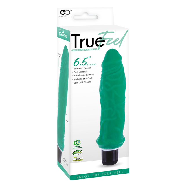 Excellent Power True Feel Ribbed 6.5" Vibrator Green