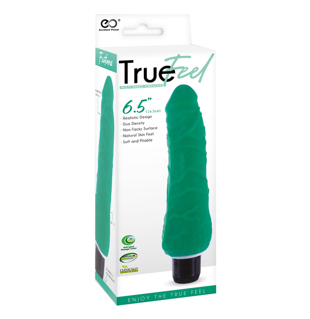 Excellent Power True Feel Slim 6.5" Vibrator Green
