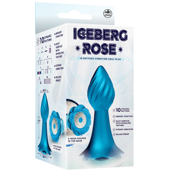 Excellent Power Iceberg Rose - 10 Rhythms Vibrating Anal Plug (Blue)