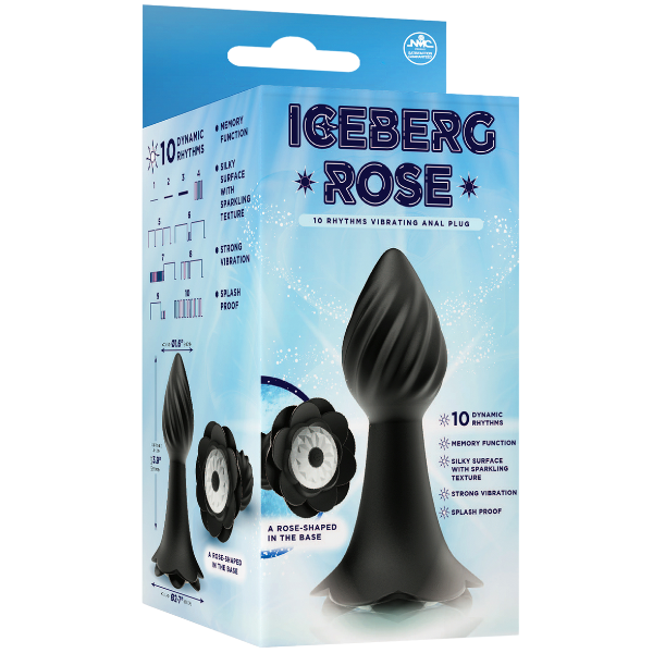 Excellent Power Iceberg Rose - 10 Rhythms Vibrating Anal Plug (Black)