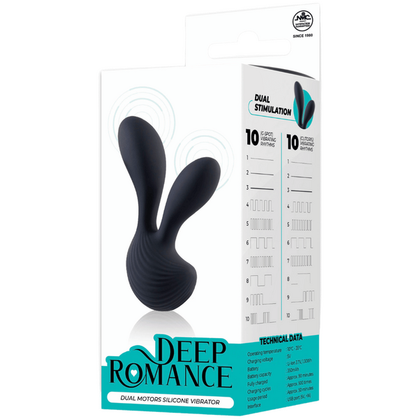 Excellent Power Deep Romance - Dual Motors Silicone Vibrator (Black)