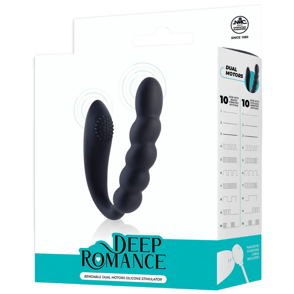 Excellent Power Deep Romance - Bendable Dual Motors Silicone Stimulator (Black)