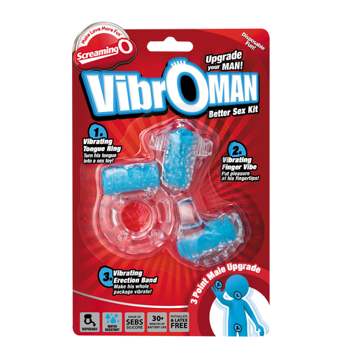 ScreamingO Vibroman Couples Vibrating Finger/Tongue/Cock Ring - Blue