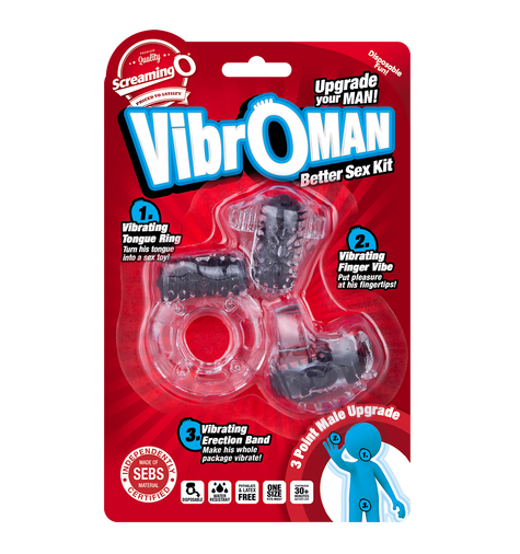 ScreamingO Vibroman Couples Vibrating Finger/Tongue/Cock Ring - Black
