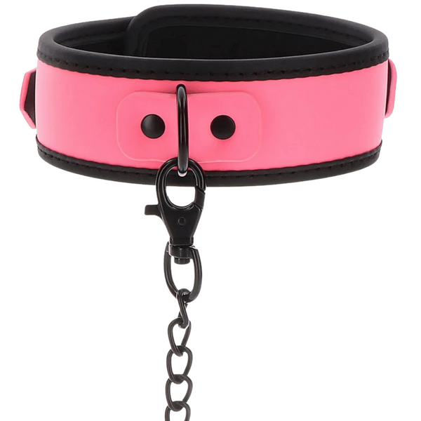 TABOOM Glow In The Dark Collar And Chain Leash Pink
