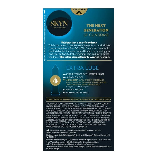 SKYN Extra Lubricated Condoms 10's