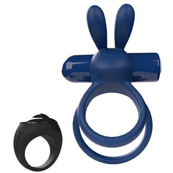 ScreamingO Ohare XL Wearable Rabbit Vibe Cock Ring with Remote Control Ring Blue
